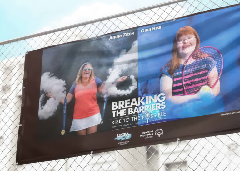 Breaking barriers mesh banner