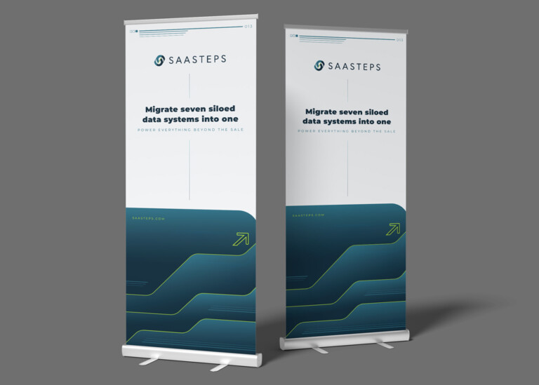 Retractable banners for SAAS Steps
