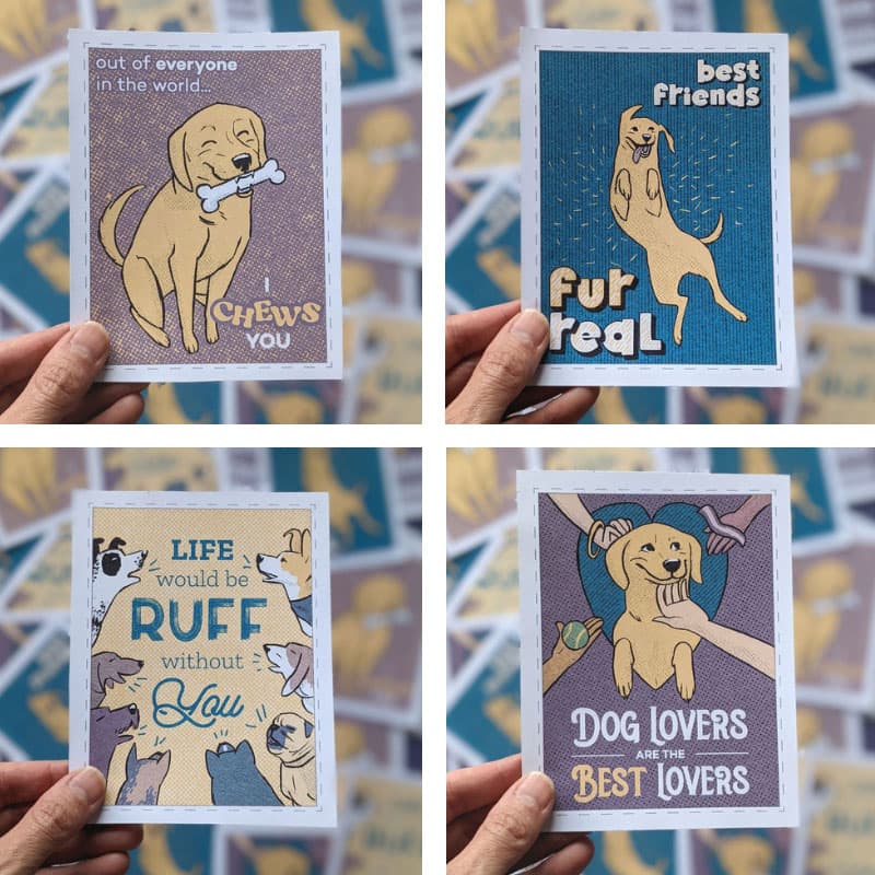 Puppy Love notes examples held by a hand.