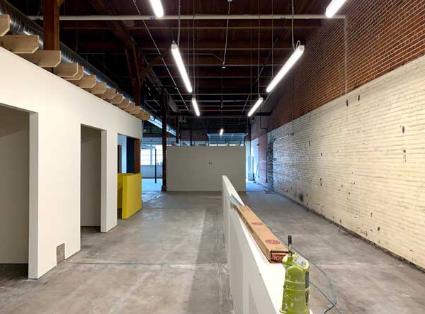 YellowDog warehouse studio space being remodeled.
