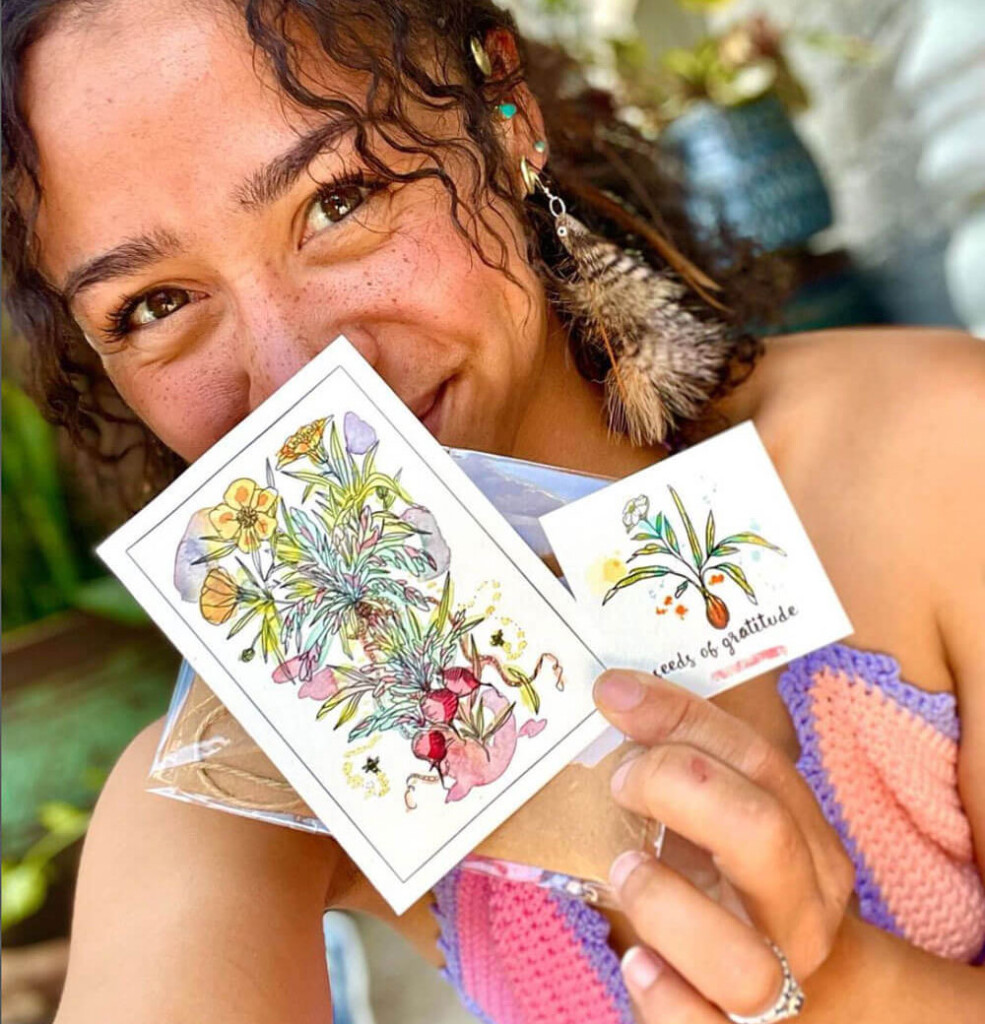 seeds of gratitude watercolor illustration greeting cards