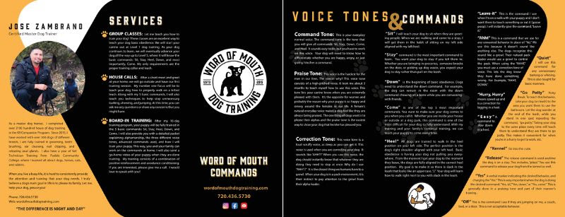 Word of Mouth dog training collage of work.