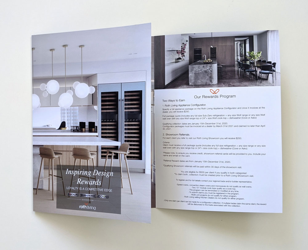 A trifold brochure for an interior design company.
