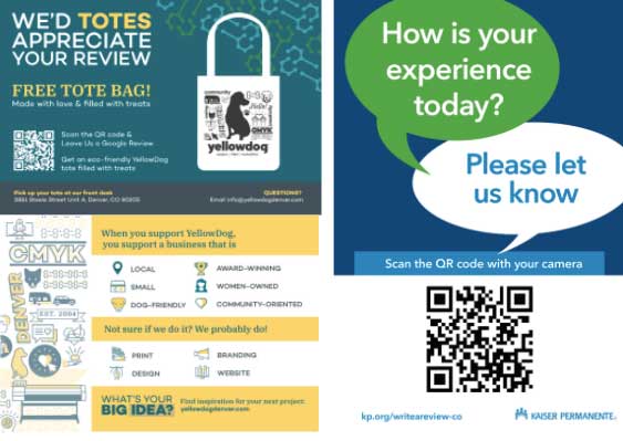 Marketing campaigns using QR codes to track acquisitions.