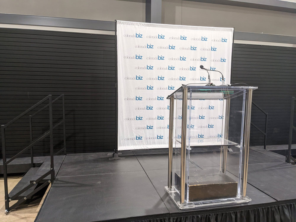 Step and repeat backdrop for Colorado Biz.