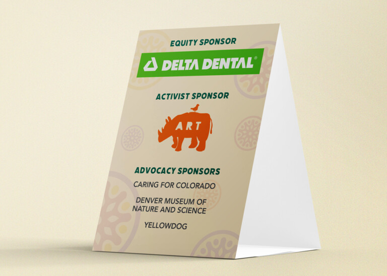 Table tent for Rino Art District