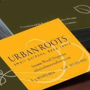 Urban Roots business cards designed and printed by YellowDog Denver