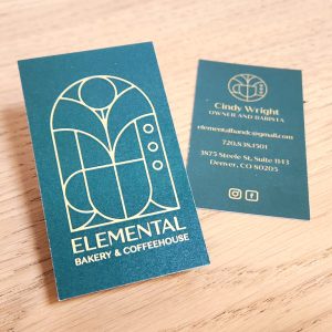 Business cards for Elemental Bakery and Coffee House