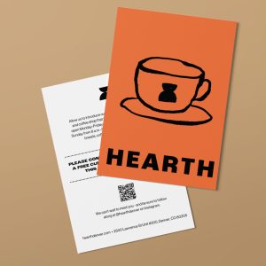 Store opening postcard printing for Hearth